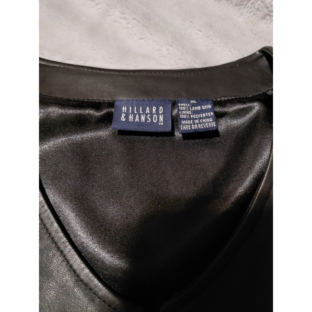 Hillard & Hanson Women's Soft Lambskin Black Leather Full Zip Motorcycle Vest XL - Picture 7 of 8